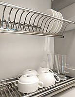 Сушарка для посуду в шафу 800мм двохрівнева, з нержавіючої сталі, піддон нержавійка