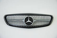 Решітка радіатора на Mercedes C-Class W205 2014-2018 рік Diamond ( Сіра з хром вставками і чорною глянсовою р
