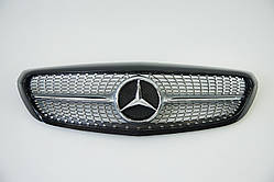 Решітка радіатора на Mercedes C-Class W205 2014-2018 рік Diamond ( Сіра з хром вставками і чорною глянсовою р