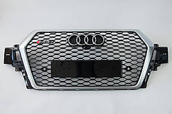 Решітка радіатора Audi Q7 2015-2020год Чорна з сірою рамкою (в стилі RS)