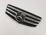 Решітка радіатора на Mercedes E-class W211 2006-2009 рік AMG стиль ( Чорна з хром вставками ), фото 4