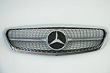 Решітка радіатора на Mercedes C-Class W205 2014-2018 рік Diamond ( Сіра з хром вставками і хром рамкою )