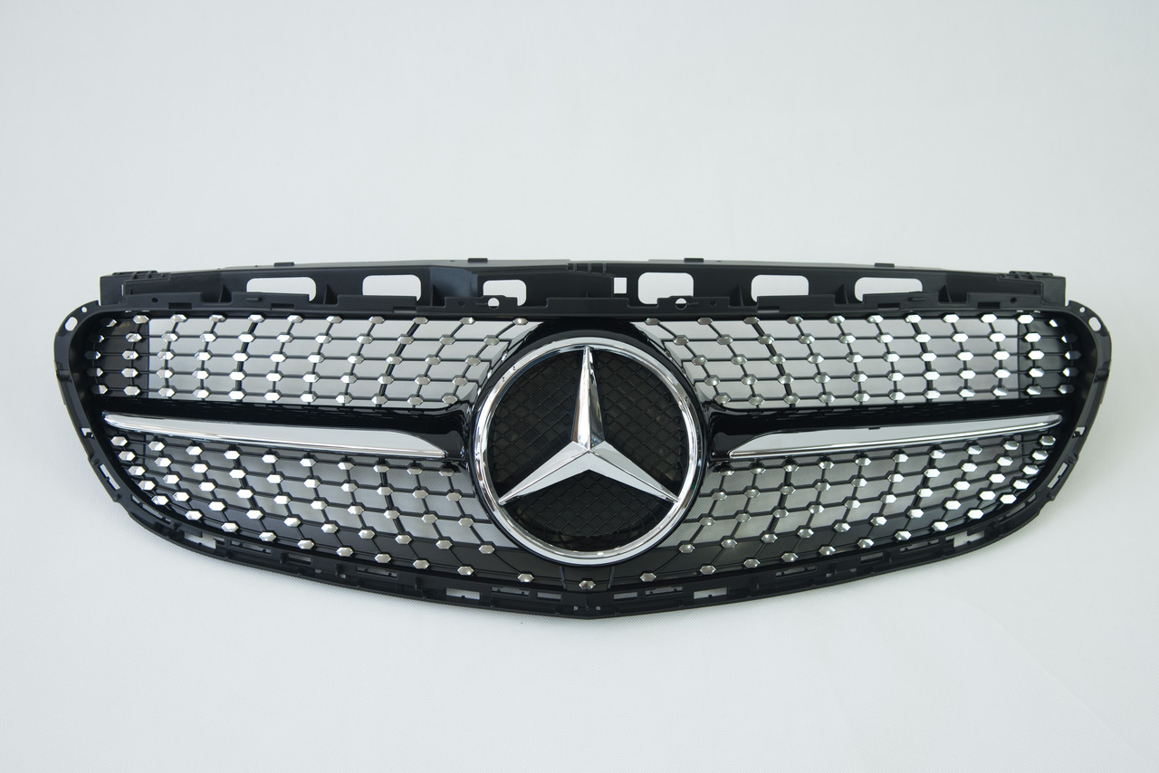 Решітка радіатора на Mercedes E-Class W212 2013-2016 рік Diamond ( Чорна з хром вставками )