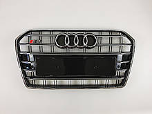 Решітка радіатора Audi A6 2014-2018год Чорна з хромом (в стилі S-Line)