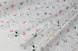 Бавовняна бязь "Польові квіточки" у коралово-сірих тонах на білому тлі No1860, фото 3