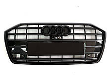 Решітка радіатора в стилі S-Line на Audi A6 C8 2018-2021 року ( Чорна )