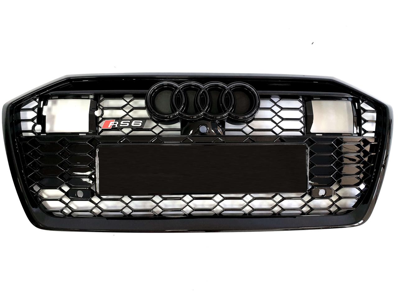 Решітка радіатора в стилі RS на Audi A6 C8 2018-2021 року ( Чорна під дистроник )