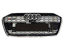 Решітка радіатора в стилі RS на Audi A6 C8 2018-2021 року ( Чорна з хромом під камеру без дистроника )
