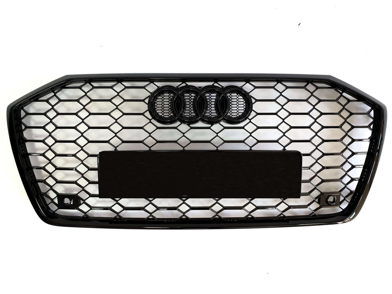 Решітка радіатора в стилі RS на Audi A6 C8 2018-2021 року ( Чорна )