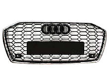Решітка радіатора в стилі RS на Audi A6 C8 2018-2021 року ( Чорна з хромом )