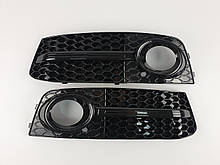 Решетки переднего бампера Audi A4 2007-2011год Черные (в стиле RS)