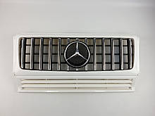 Решітка радіатора на Mercedes G-Class W463 1990-2018 рік GT Panamericana ( Біла з вертикальними хром смужка