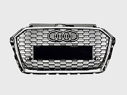 Решітка радіатора Audi A3 2016-2020год Чорна з хромом (в стилі RS)
