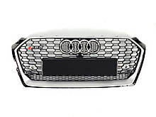 Решітка радіатора Audi A5 2016-2020год Чорна з сірою рамкою (в стилі RS)