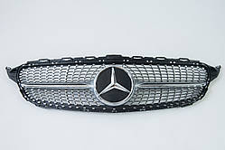 Решітка радіатора на Mercedes C-Class W205 2014-2018 рік Diamond ( Сіра з хром вставками )