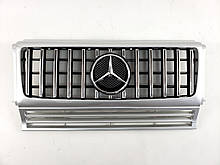 Решітка радіатора на Mercedes G-Class W463 1990-2018 рік GT Panamericana ( Сіра з вертикальними хром смужкам