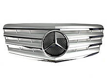 Решітка радіатора на Mercedes E-class W211 2006-2009 рік AMG стиль ( Сіра з хром вставками )