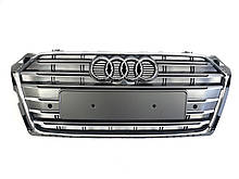 Решітка радіатора в стилі S-Line на Audi A5 F5 2016-2020 рік Сіра з хромом