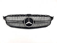 Решітка радіатора на Mercedes C-Class W205 2014-2018 рік Diamond ( Чорна з хром вставками )