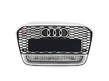 Решітка радіатора Audi A6 2011-2014год Чорна з сірою рамкою Quattro (в стилі RS)