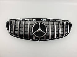 Решітка радіатора на Mercedes E-Class W212 2013-2016 рік GT Panamericana ( Чорна з вертикальними хром смужка