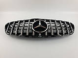 Решітка радіатора на Mercedes E-Class W212 2013-2016 рік GT Panamericana ( Чорна з вертикальними хром смужка, фото 3
