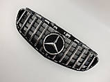 Решітка радіатора на Mercedes E-Class W212 2013-2016 рік GT Panamericana ( Чорна з вертикальними хром смужка, фото 4