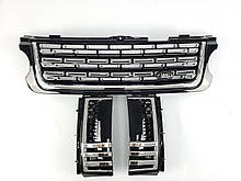 Решітка радіатора з зябрами на Range Rover Vogue L322 2009-2013 рік Чорна з хромом