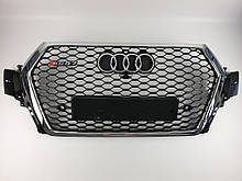 Решітка радіатора Audi Q7 2015-2020год Чорна з хром рамкою (в стилі RS)