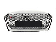 Решітка радіатора Audi A5 2016-2020год Чорна з хром емблемой і камерою (в стилі RS)