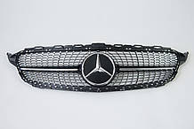 Решетка радиатора на Mercedes C-Class W205 2018-2020 год Diamond ( Черная с хром вставками )