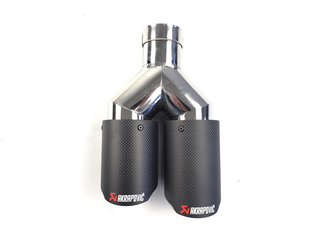 Подвійні насадки на вихлопні труби AKRAPOVIC 54mm ( Матовий Карбон )