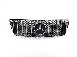 Решітка радіатора на Mercedes ML-Class W164 2008-2011 рік GT Panamericana ( Чорна з вертикальними хром полоск