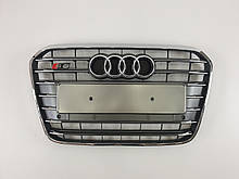 Решітка радіатора Audi A6 2011-2014год Сіра з хромом (в стилі S-Line)