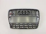 Решітка радіатора в стилі S-Line на Audi A6 C6 2004-2011 рік Сіра з хромом, фото 3
