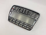 Решітка радіатора в стилі S-Line на Audi A6 C6 2004-2011 рік Сіра з хромом, фото 4