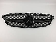 Решітка радіатора на Mercedes C-Class W205 2014-2018 рік AMG стиль ( Чорна глянсова )