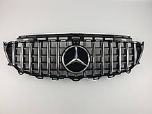 Решітка радіатора на Mercedes E-Class W213 2016-2020 рік GT Panamericana ( Чорна з вертикальними хром смужка