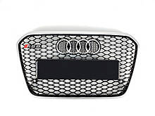 Решітка радіатора Audi A6 2011-2014год Чорна з сірою рамкою (в стилі RS)