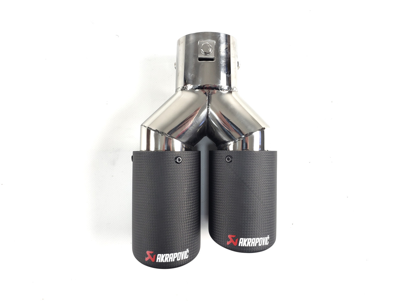 Подвійні насадки на вихлопні труби AKRAPOVIC 54mm ( Матовий Карбон )
