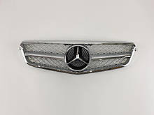 Решітка радіатора на Mercedes C-Class W204 2007-2014 рік AMG стиль ( Сірий з хром вставками )