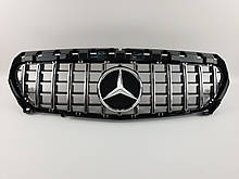 Решітка радіатора на Mercedes CLA-Class C117 2013-2017 рік GT Panamericana ( Чорна з вертикальними хром смуг
