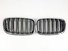 Ніздрі на BMW X5 E70 2007-2013 рік Чорні Глянсові Хром Рамка ( Подвійні M-Look )