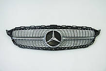Решетка радиатора на Mercedes C-Class W205 2018-2020 год Diamond ( Серая с хром вставками )