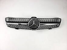 Решітка радіатора на Mercedes CLS-Class C219 2004-2008 рік Diamond ( Чорна з хром вставкою )