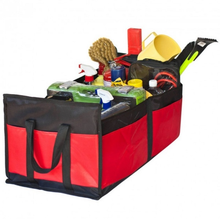 Сумка-органайзер в багажник каркасна 600х370х250мм чорно-червона тканина PVC "Штурмовик" АС-1536