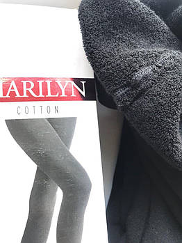 Колготки 250 ден бавовняні з махрою щільні MARILYN 250 чорного кольору розміри 2 3 4 5 6