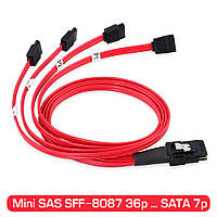 Кабель Mini SAS SFF-8087 36-pin на 4 диска SATA 7-pin, 55 см, для RAID контроллера, майнинг CHIA Чиа, ферма