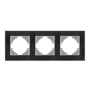 VIDEX BINERA Рамка чорний алюміній на 3 місця горизонтальна