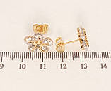 Сережки Xuping QQMM Позолота 18K пусети "Кристальні квіточки", фото 3